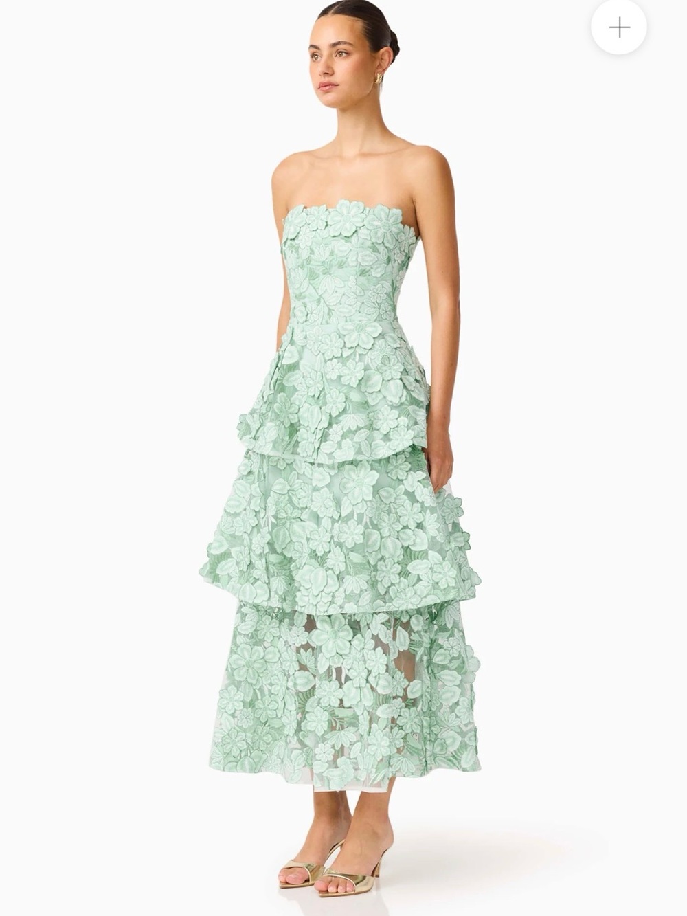 Roseate Tiered Maxi Dress in Mint Green